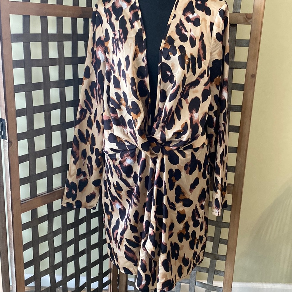 Missguided Leopard Silk Tunic/ Dress